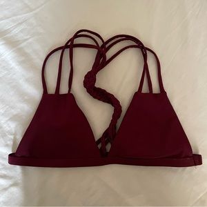 maroon halter swim suit top